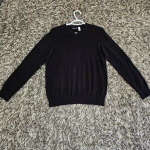 The Childrens Place Black V Neck Long Sleeve Sweater Size 10 12 L G Cotton